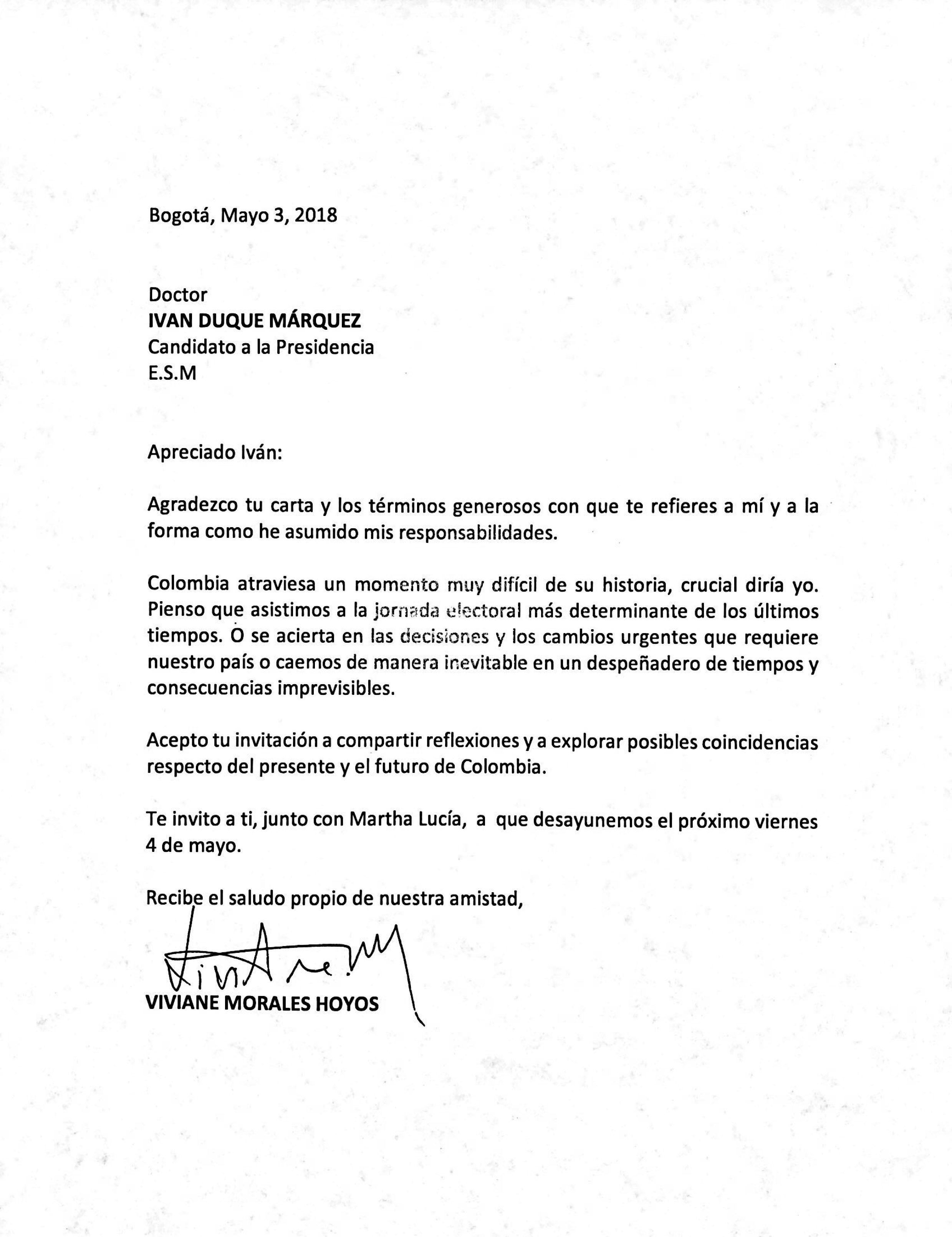 Tras renunciar a su candidatura, Viviane Morales acepta reunión con Iván Duque