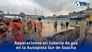 Reparaciones en tubería de gas en la Autopista Sur de Soacha